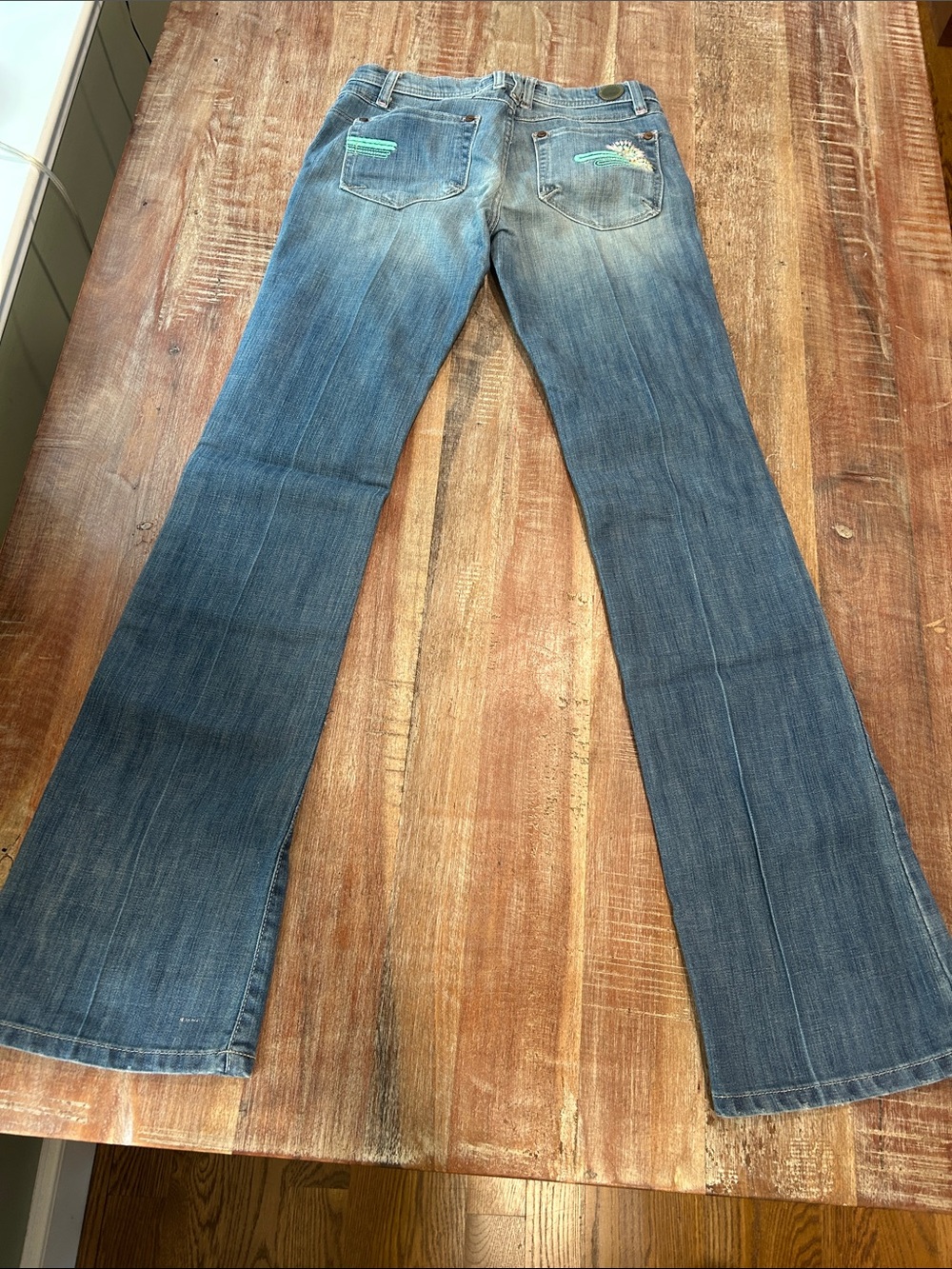 Indie Mint VTG Y2K Medium Wash Jeans with Floral Embroidery